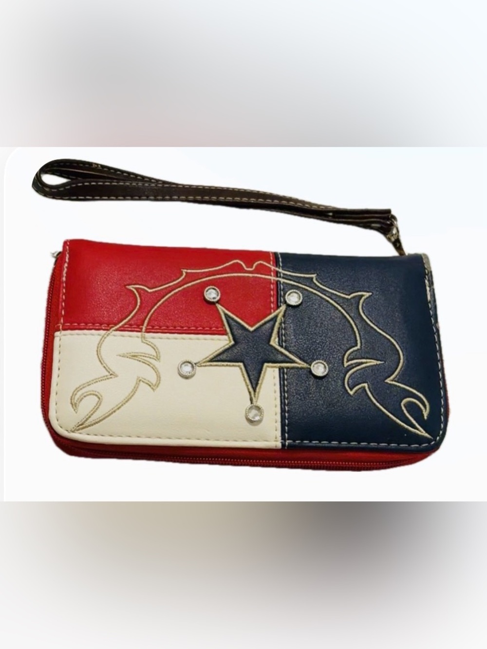 Montana West Texas Pride Tricolor Star Embellished Clutch